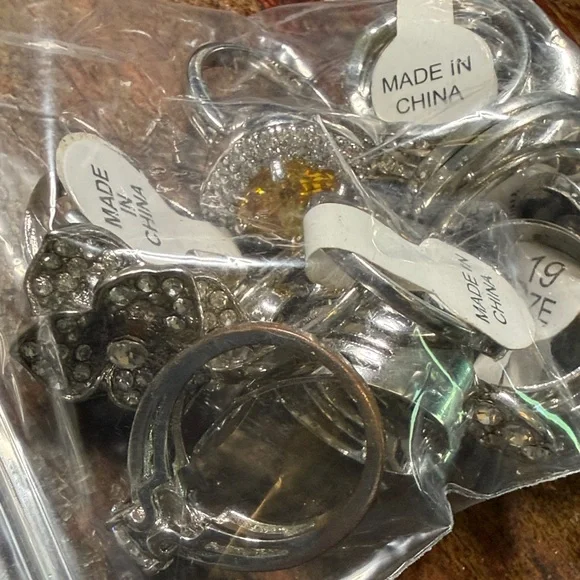 Assorted Silver-Tone Rhinestone Rings - Picture 3 of 6